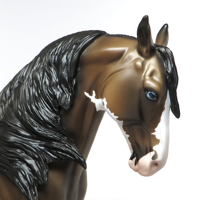 TOMILLO-OOAK BUCKSKIN PAINT WINDSWEPT MANE ANDALUSIAN MODEL HORSE 6/10