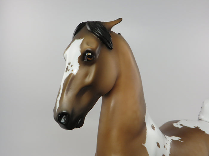 JAZZ BABY-OOAK ETCHED BUCKSKIN PAINT SADDLEBRED MODEL HORSE BY SHERYL LEISURE 6/24