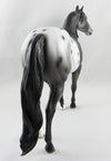 FLIGHT BENEIFITS- OOAK BLACK AND GREY APPALOOSA ISH MODEL HORSE EQ 2016