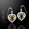 Friesian Horse Pair in Heart Silver &amp; Gold Earrings