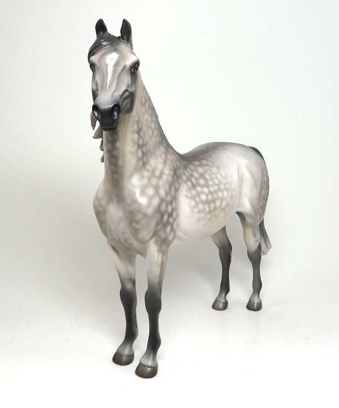 PS DUELER - OOAK DAPPLE GREY MORGAN MODEL HORSE by SHERYL LEISURE - 1/8