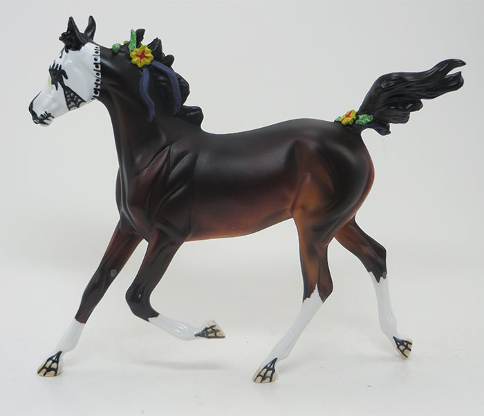 La Telarana - OOAK Bay Stock Horse Sugar Skull Mare with Flowers &amp; Ribbons - 9/17