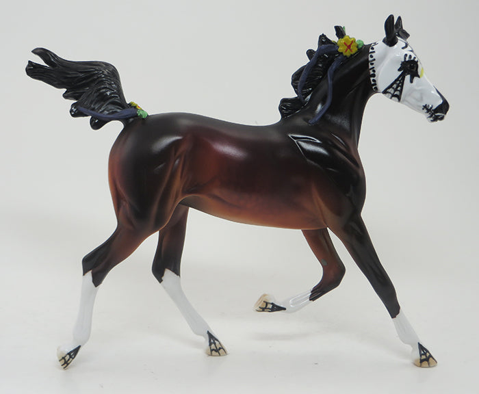 La Telarana - OOAK Bay Stock Horse Sugar Skull Mare with Flowers &amp; Ribbons - 9/17