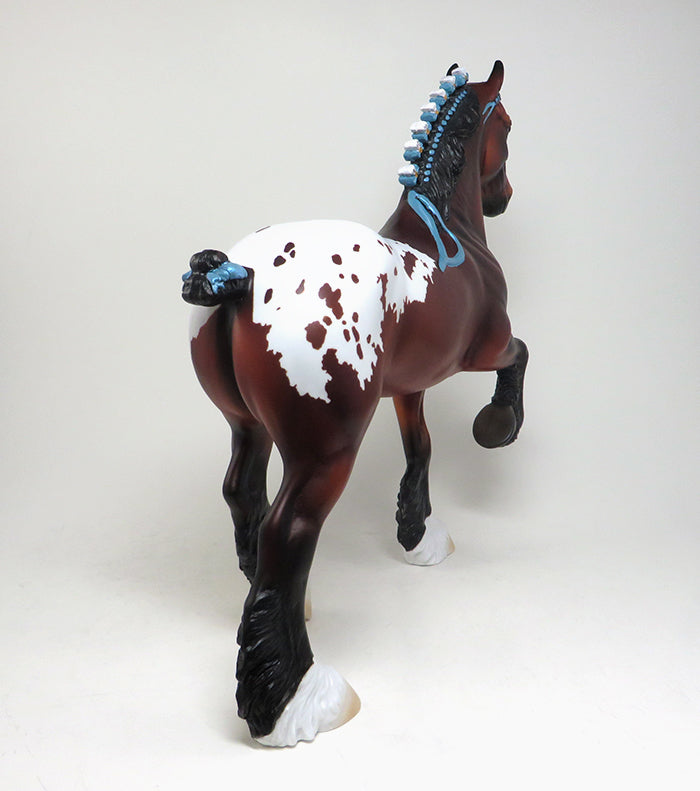 ONE CALL AWAY-OOAK BAY APPALOOSA TROTTING DRAFTER MODEL HORSE 4/12