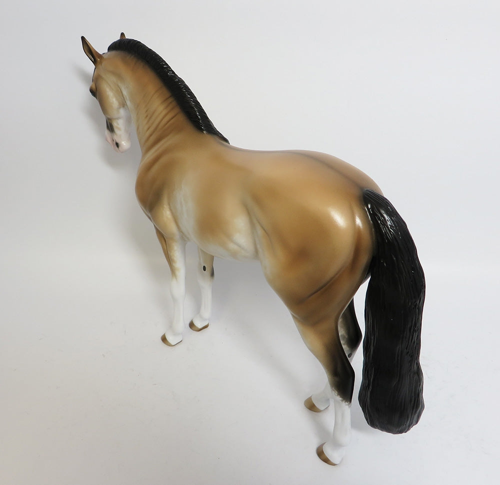PARCHESI-OOAK BUCKSKIN SABINO ANDALUSIAN MODEL HORSE BY SHERYL LEISURE WHS 17