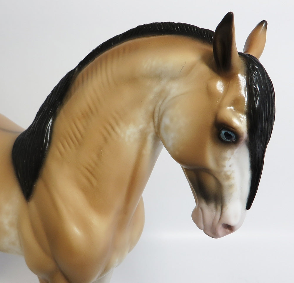 PARCHESI-OOAK BUCKSKIN SABINO ANDALUSIAN MODEL HORSE BY SHERYL LEISURE WHS 17