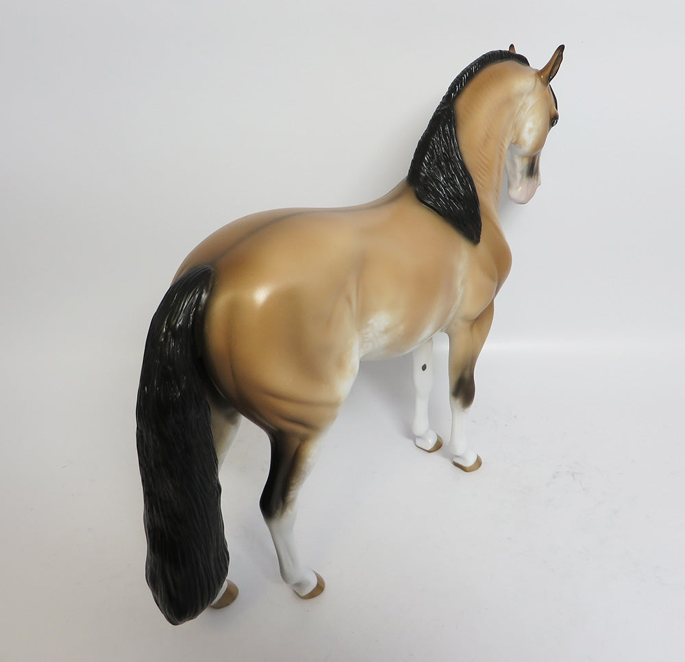 PARCHESI-OOAK BUCKSKIN SABINO ANDALUSIAN MODEL HORSE BY SHERYL LEISURE WHS 17