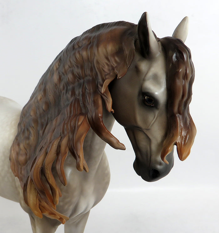 PEYTON-OOAK CHESTNUT GOING GREY ANDALUSIAN MODEL HORSE BY SHERYL LEISURE 2/5