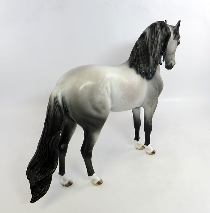 PRETTY N PLATINUM-OOAK DAPPLED ROSE GREY ANDALUSIAN MODEL HORSE 2/7