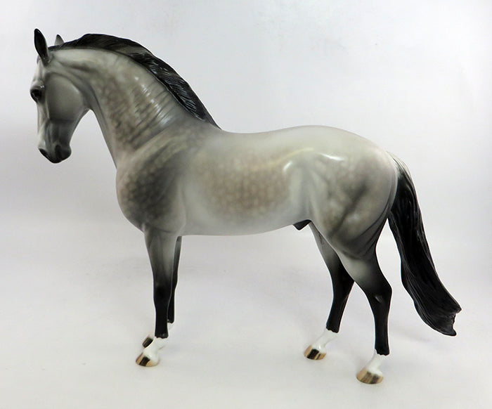 PRETTY N PLATINUM-OOAK DAPPLED ROSE GREY ANDALUSIAN MODEL HORSE 2/7