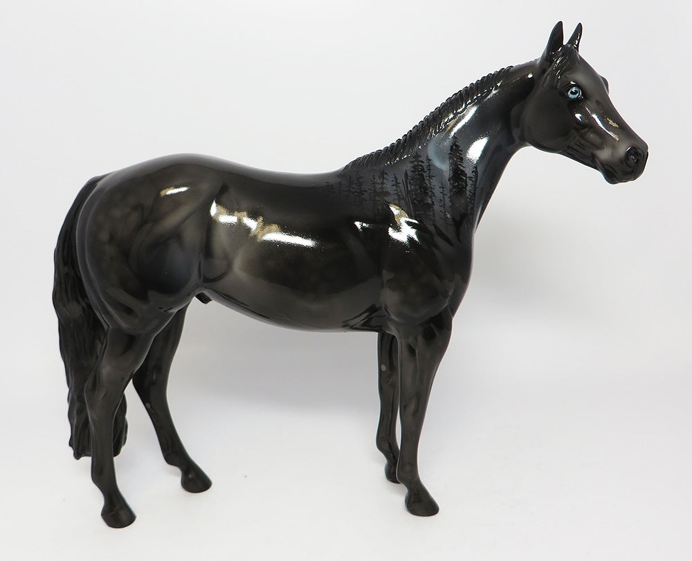 PURE MICHIGAN-OOAK DAPPLE BLACK DECORATOR ISH MODEL HORSE EQ 2017
