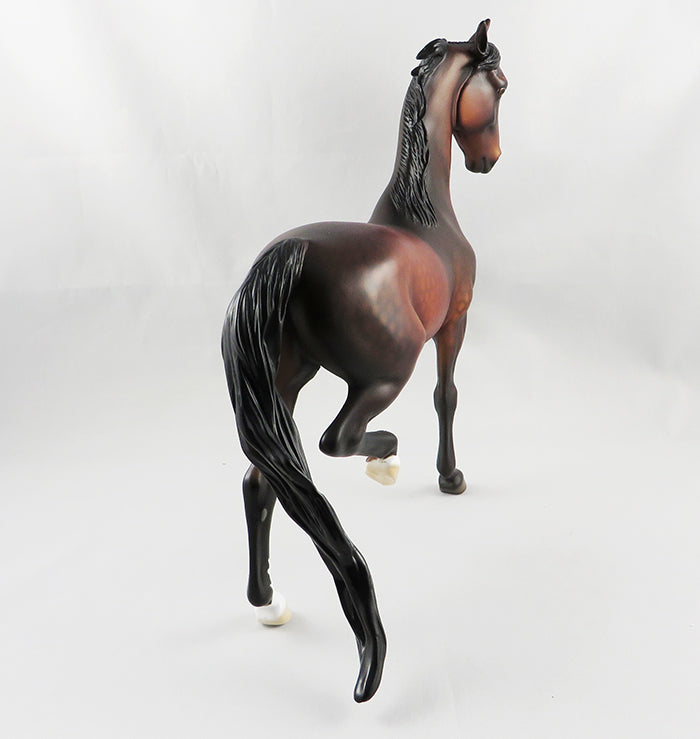 RANDY SAVAGE-OOAK DAPPLE BAY SADDLEBRED MODEL HORSE 9/8