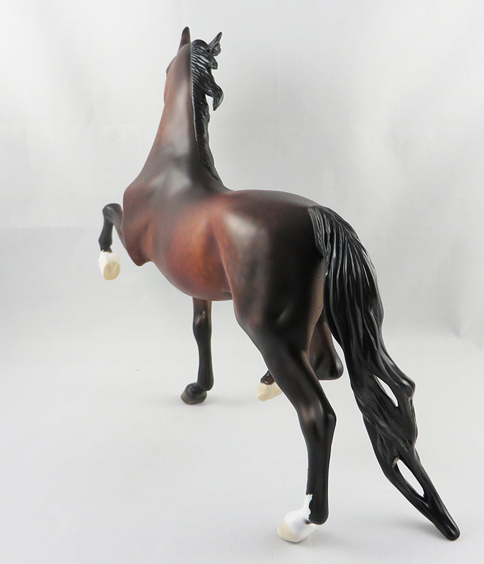 RANDY SAVAGE-OOAK DAPPLE BAY SADDLEBRED MODEL HORSE 9/8