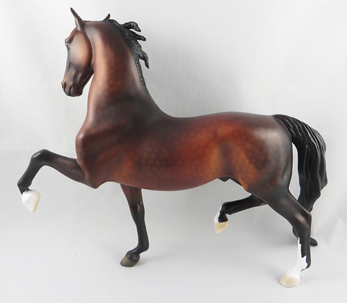 RANDY SAVAGE-OOAK DAPPLE BAY SADDLEBRED MODEL HORSE 9/8