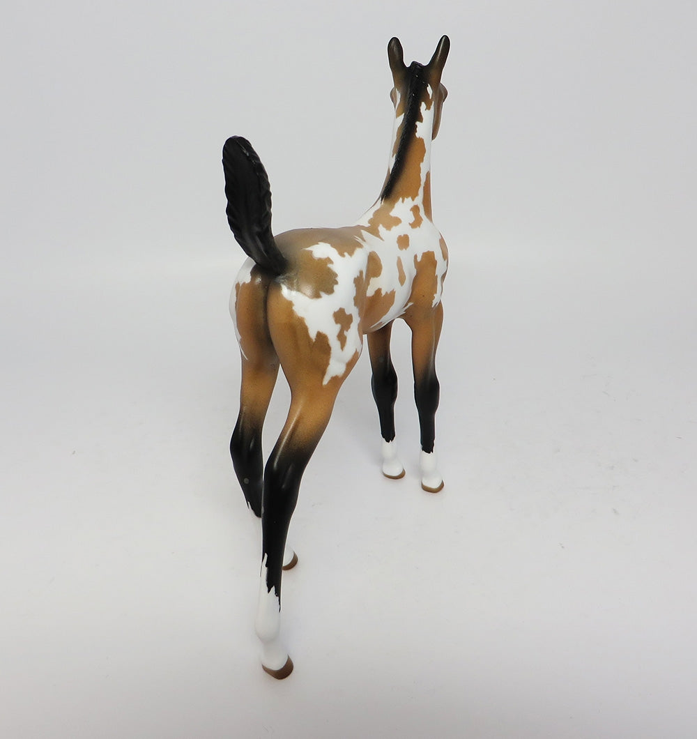 SCOTTS BLUFF-OOAK BUCKSKIN PINTO MODEL HORSE EQ 2017