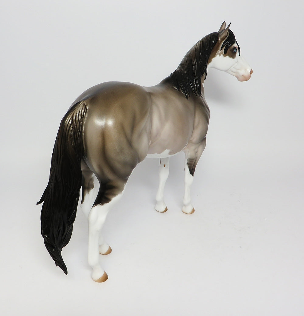 SMOKEY MOUNTAIN- OOAK  ETCHED GRULLA PINTO ISH MODEL HORSE EQ 2017