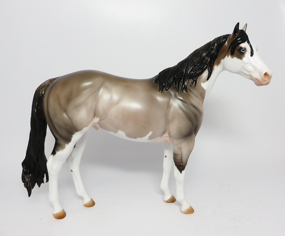 SMOKEY MOUNTAIN- OOAK  ETCHED GRULLA PINTO ISH MODEL HORSE EQ 2017