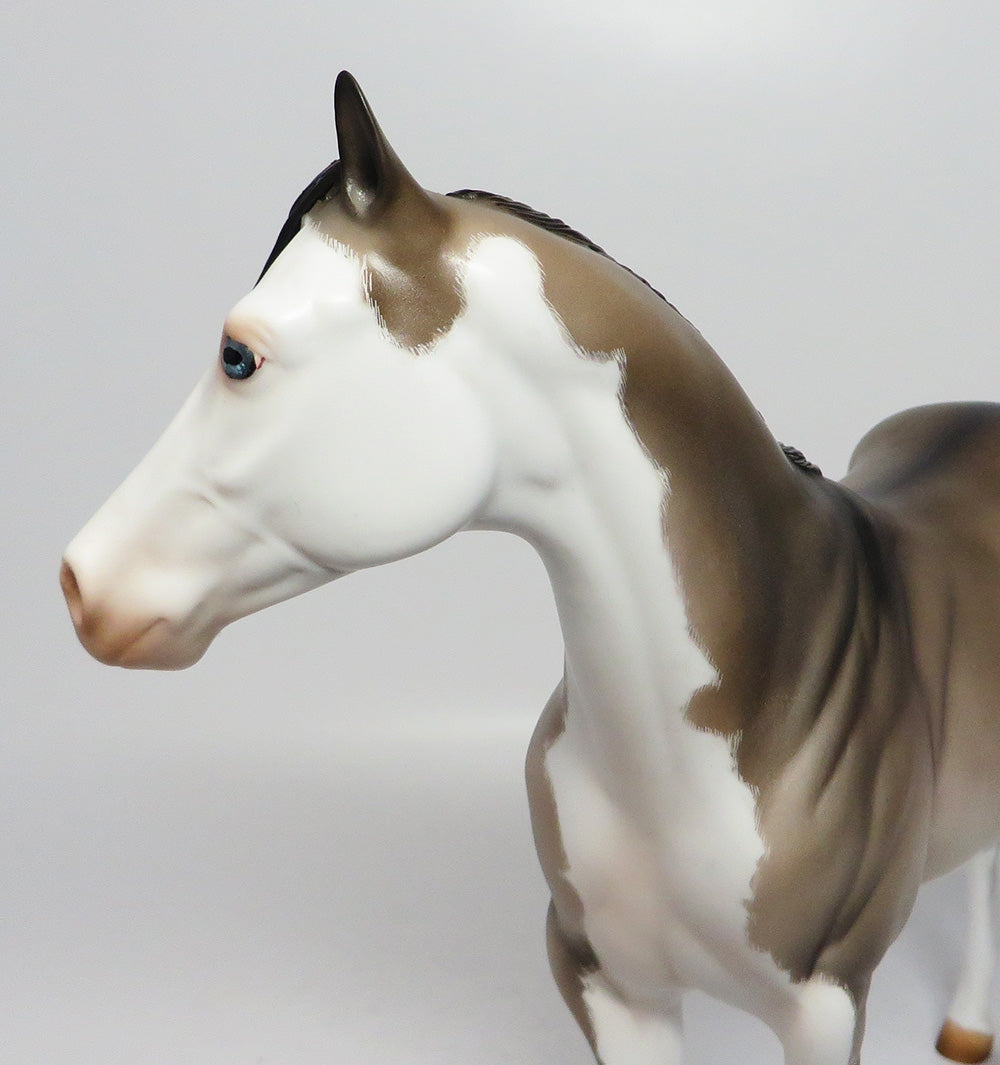 SMOKEY MOUNTAIN- OOAK  ETCHED GRULLA PINTO ISH MODEL HORSE EQ 2017