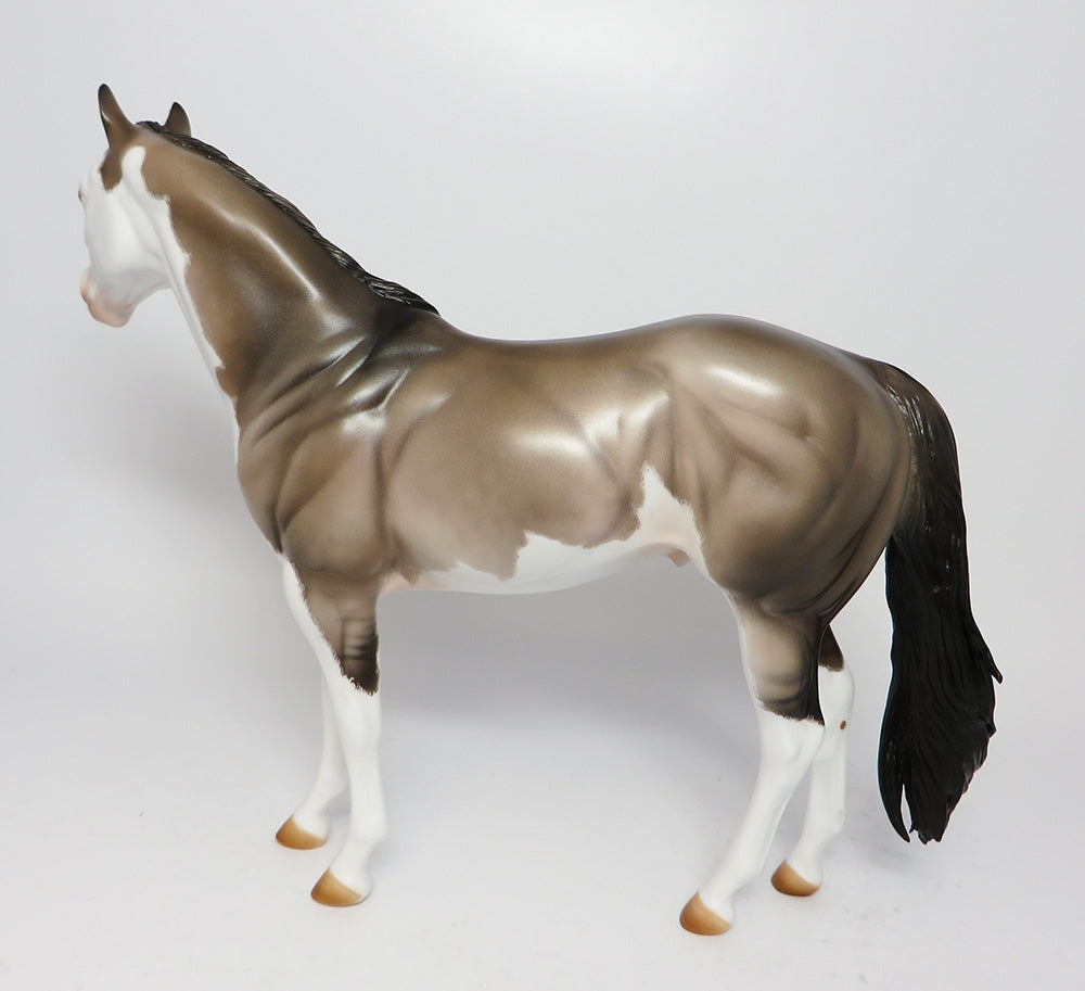 SMOKEY MOUNTAIN- OOAK  ETCHED GRULLA PINTO ISH MODEL HORSE EQ 2017