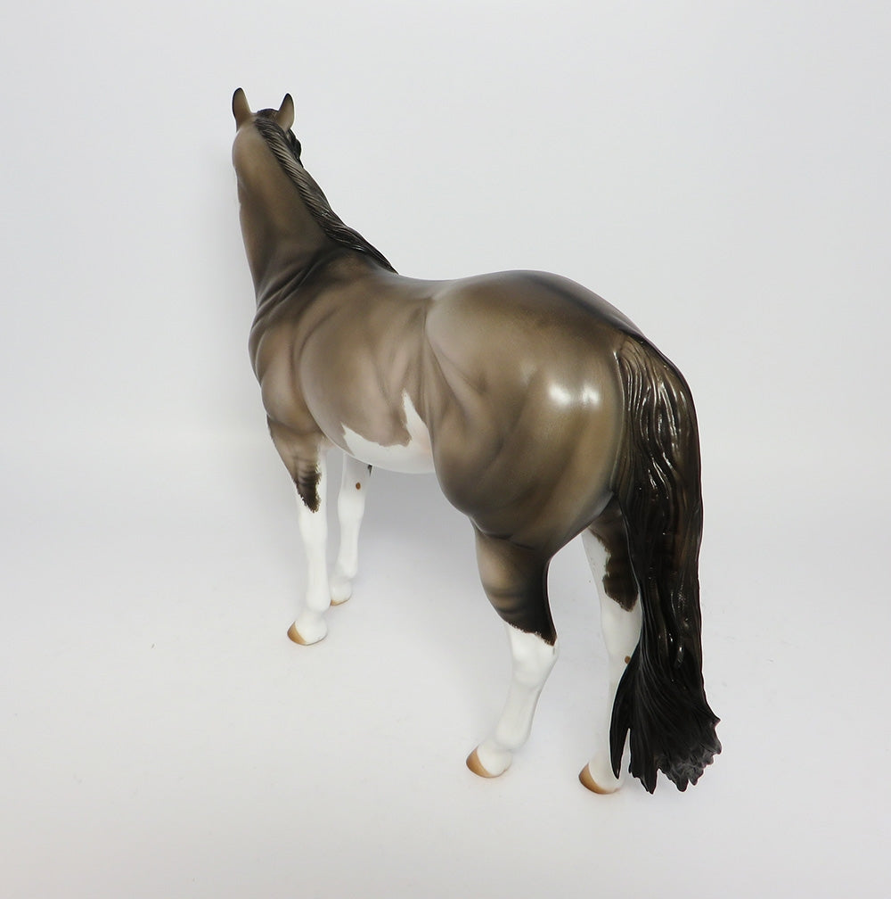 SMOKEY MOUNTAIN- OOAK  ETCHED GRULLA PINTO ISH MODEL HORSE EQ 2017
