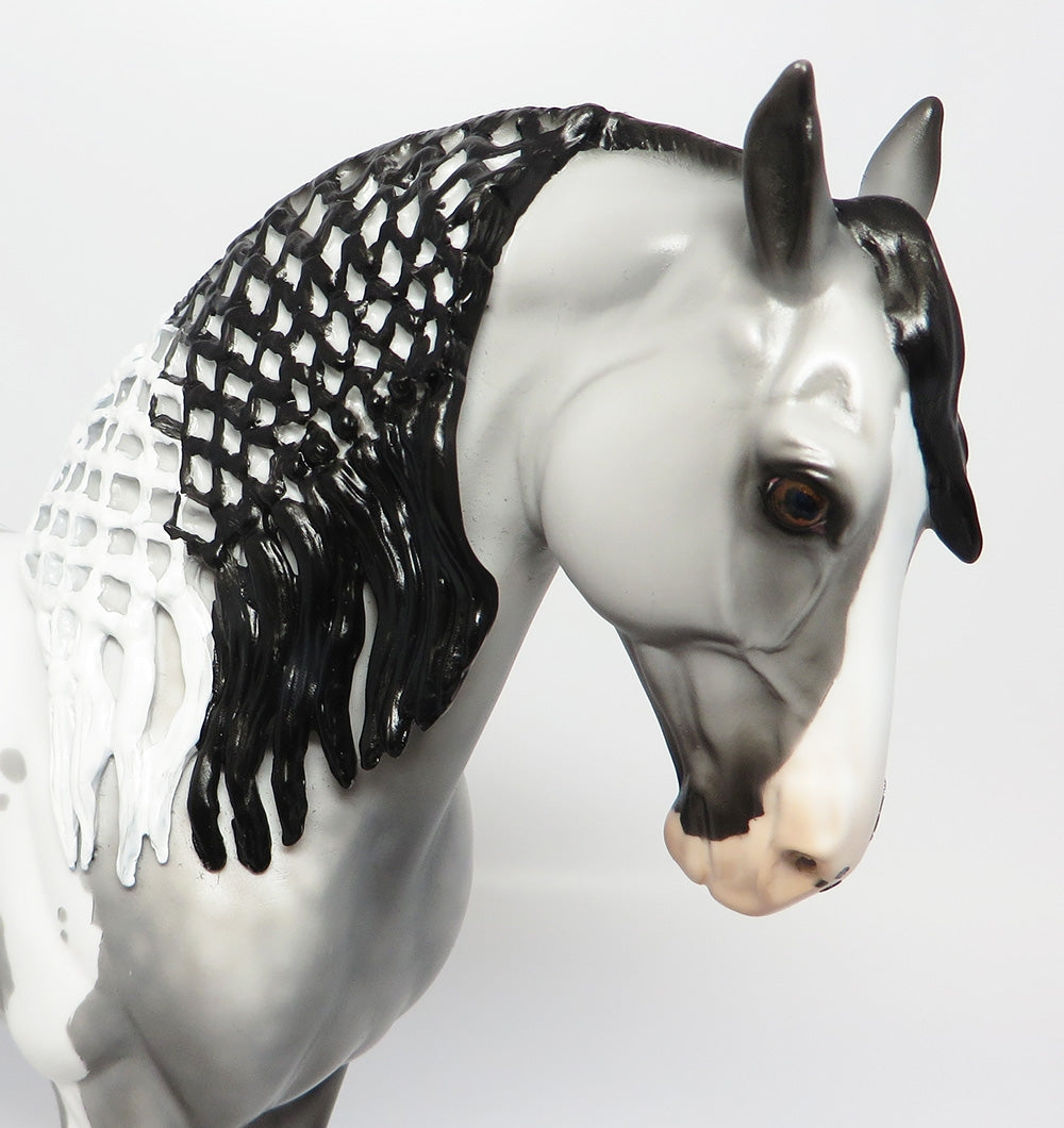 SOHO~OOAK DAPPLE GREY PAINT BRAIDED MANE ANDALUSIAN MODEL HORSE EQ 2017