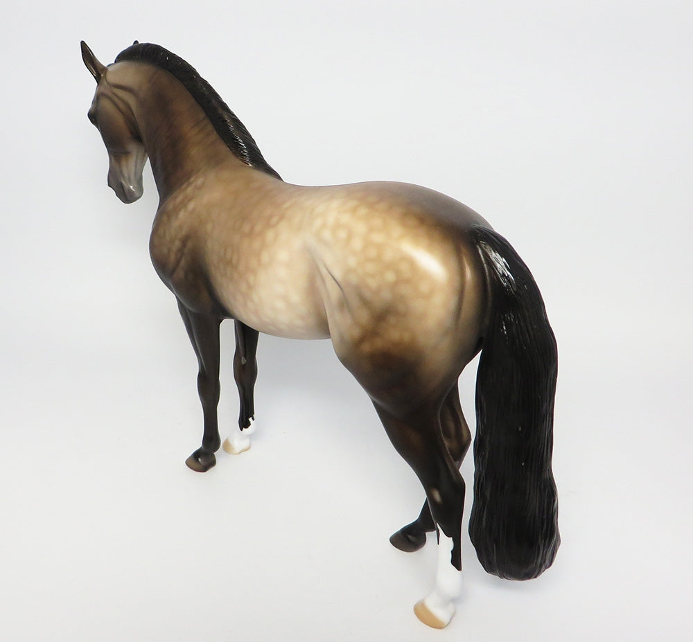 STONEY CREEK-OOAK DAPPLE BUCKSKIN ANDALUSIAN MODEL HORSE BY DAWN QUICK WHS 2017