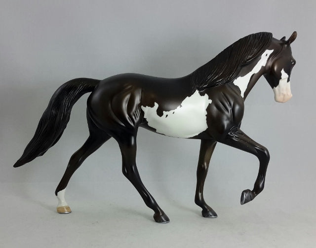 MR. BELIEVE IT OR NOT - Black and White Pinto Tennessee Walker Model Horse