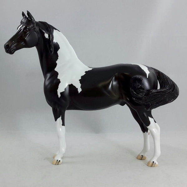 THE CHEW - Black & White Pinto Morgan Model Horse - Stone Horses