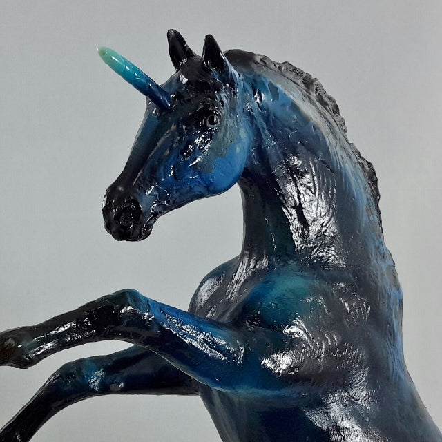 PERRATH - OOAK Royal Blue Leopard Pattern Rearing Unicorn
