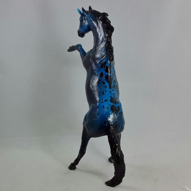 PERRATH - OOAK Royal Blue Leopard Pattern Rearing Unicorn
