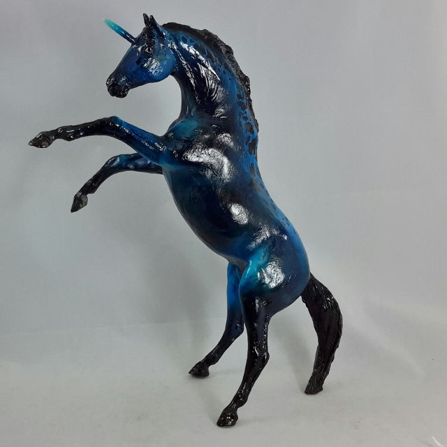 PERRATH - OOAK Royal Blue Leopard Pattern Rearing Unicorn