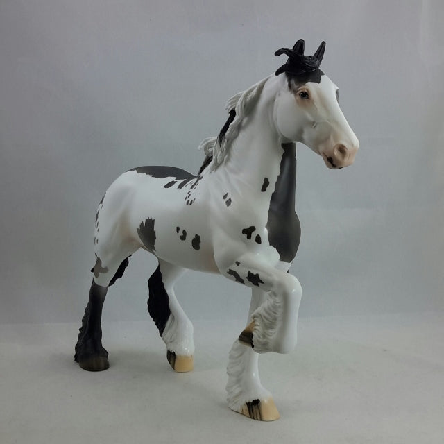 THE WORLDS NOT FLAT - OOAK Black &amp; White Sabino Trotting Drafter