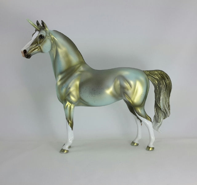 ELECTRA (The Shining One) - OOAK Golden Green Unicorn Morgan