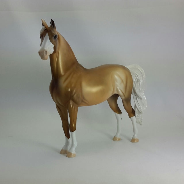 LUCILLA - OOAK Sooty Palomino Morgan Unicorn Model Horse