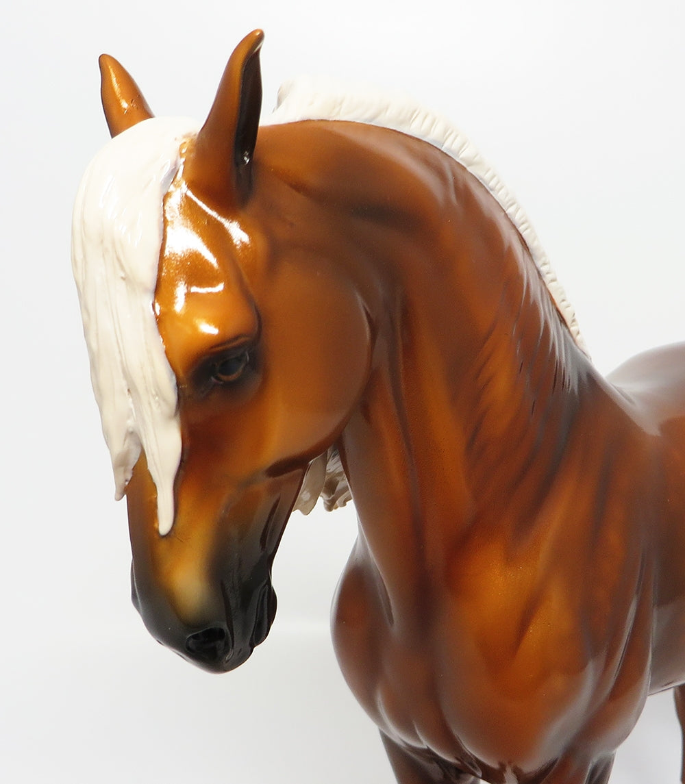 SUMTER-OOAK DAPPLE CHESTNUT CUSTOM LONG BRAIDED MANE WITH FLOWING TAIL MODEL HORSE EQ 2017