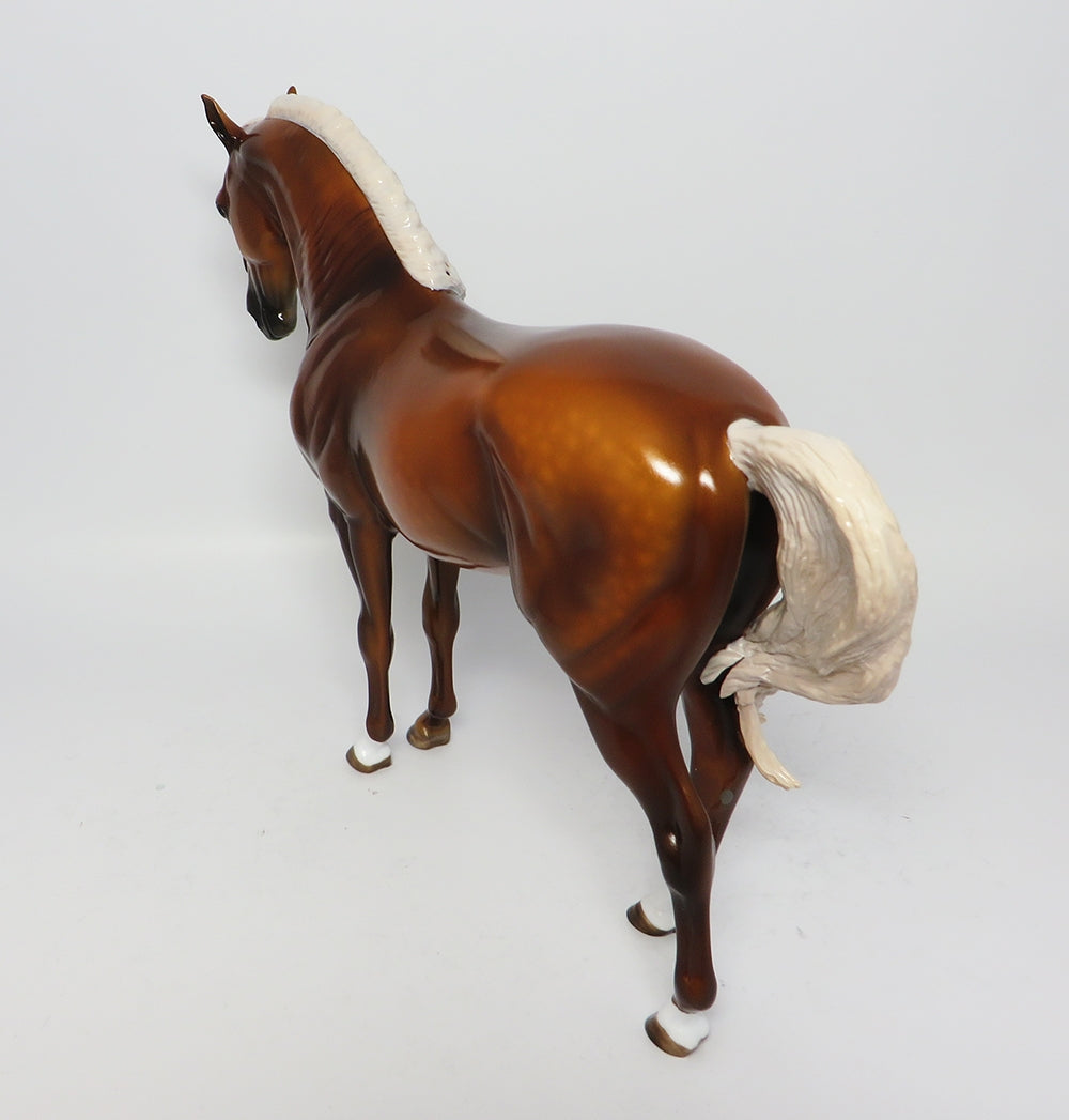 SUMTER-OOAK DAPPLE CHESTNUT CUSTOM LONG BRAIDED MANE WITH FLOWING TAIL MODEL HORSE EQ 2017