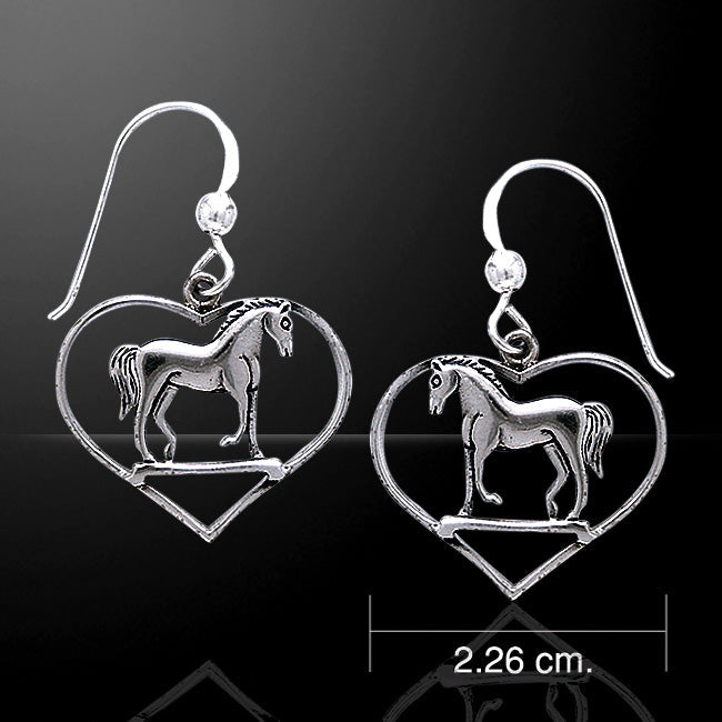 Horse Heart Silver Earrings