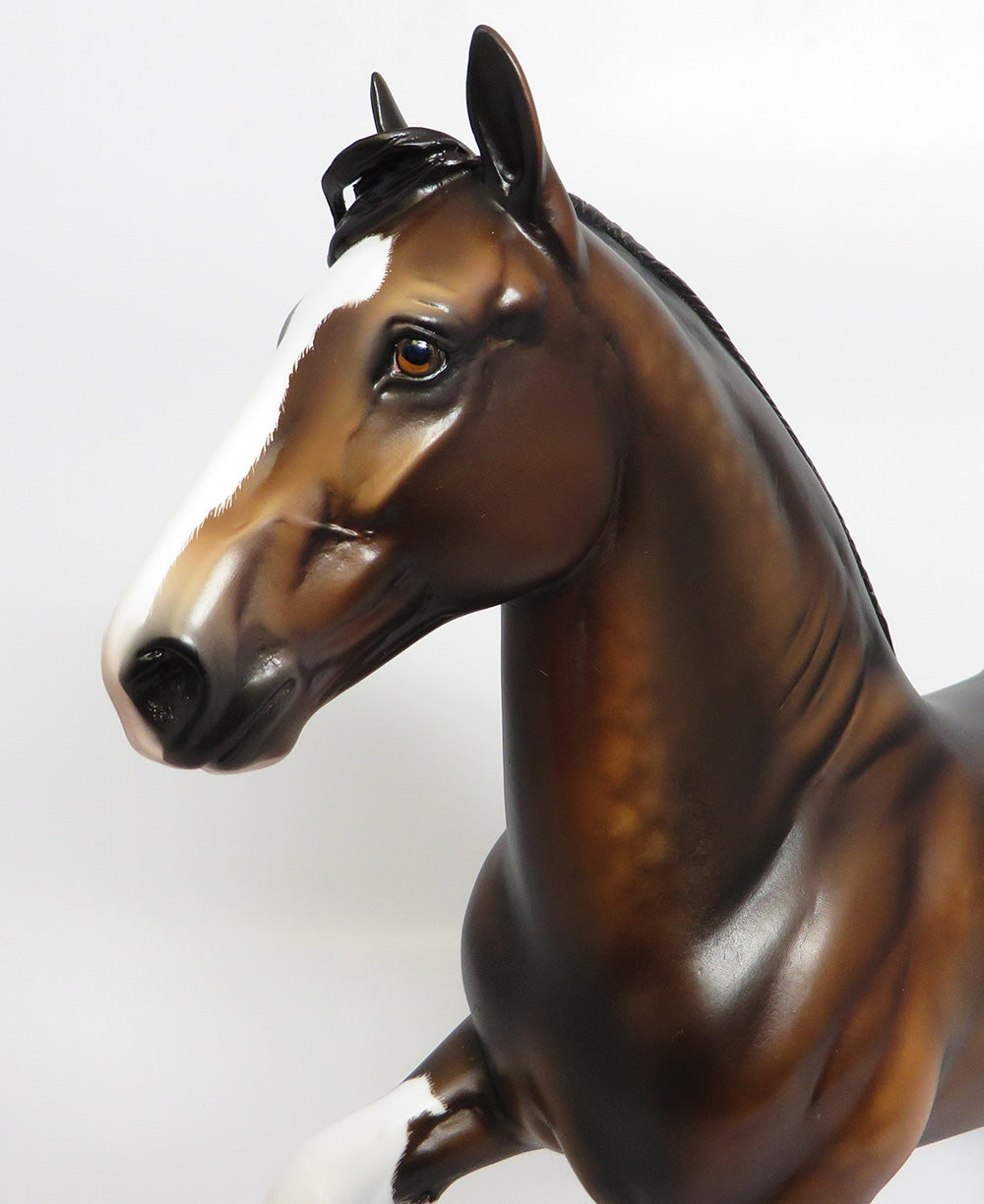 TONKA-OOAK DAPPLE BROWN BAY TROTTING DRAFTER MODEL HORSE QHC 2017