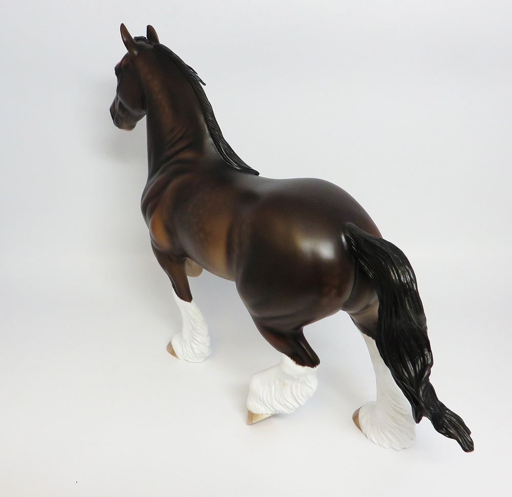TONKA-OOAK DAPPLE BROWN BAY TROTTING DRAFTER MODEL HORSE QHC 2017