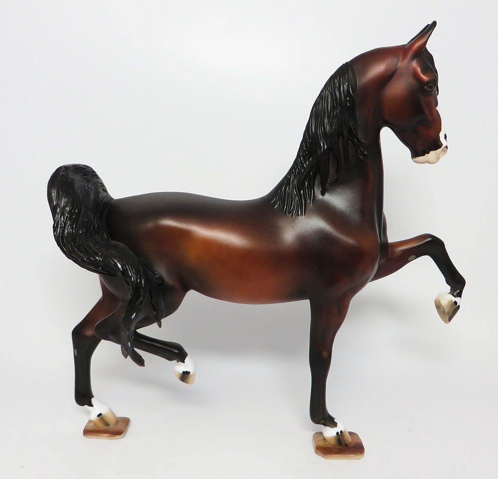 WALLSTREET-OOAK DAPPLE BAY SADDLE BRED MODEL HORSE EQ 2017