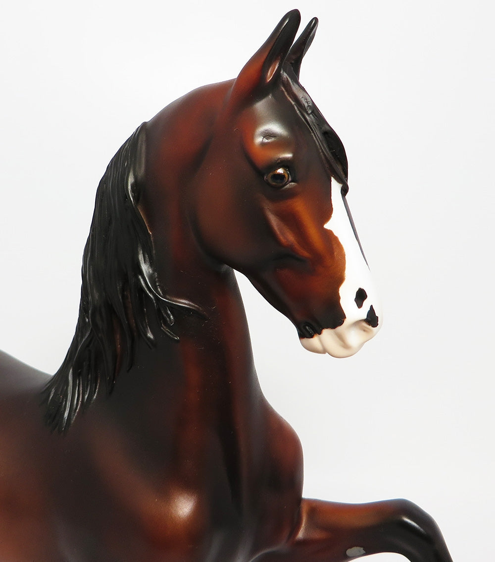 WALLSTREET-OOAK DAPPLE BAY SADDLE BRED MODEL HORSE EQ 2017