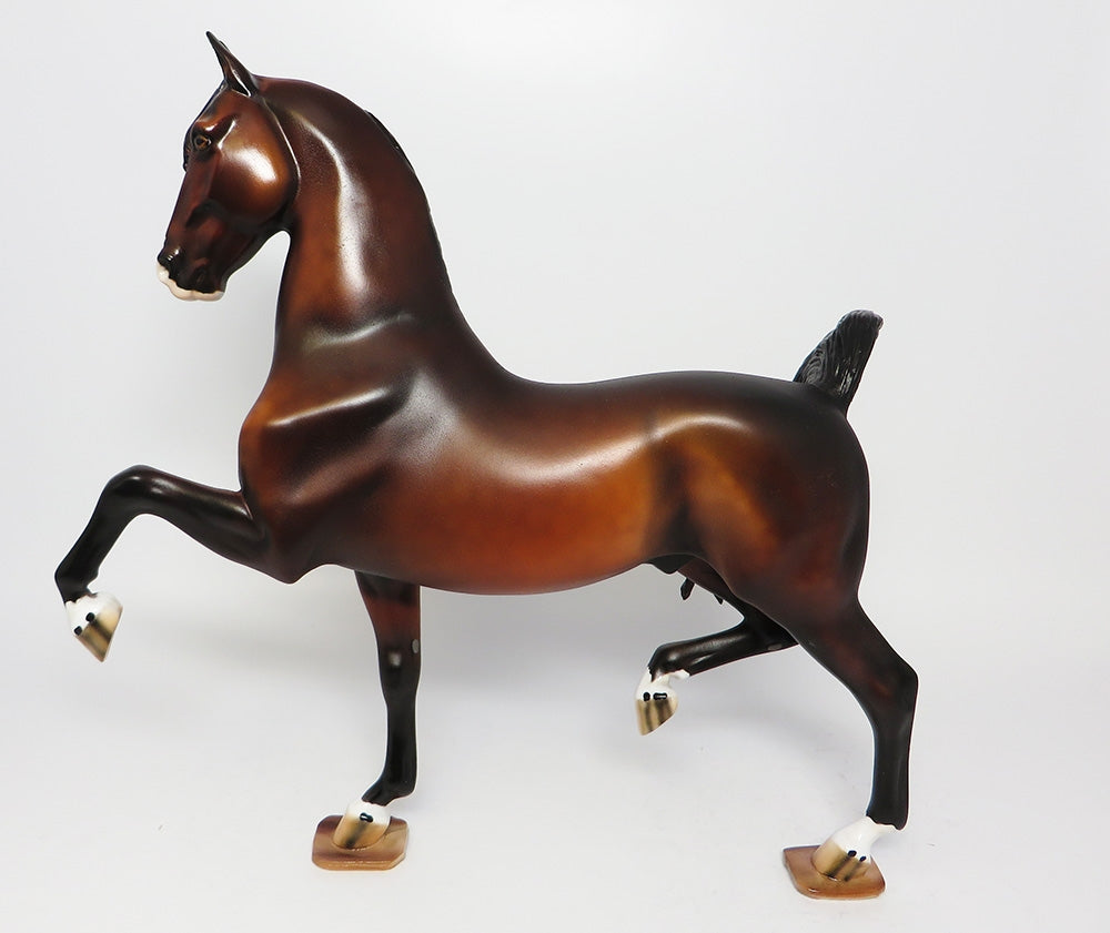 WALLSTREET-OOAK DAPPLE BAY SADDLE BRED MODEL HORSE EQ 2017