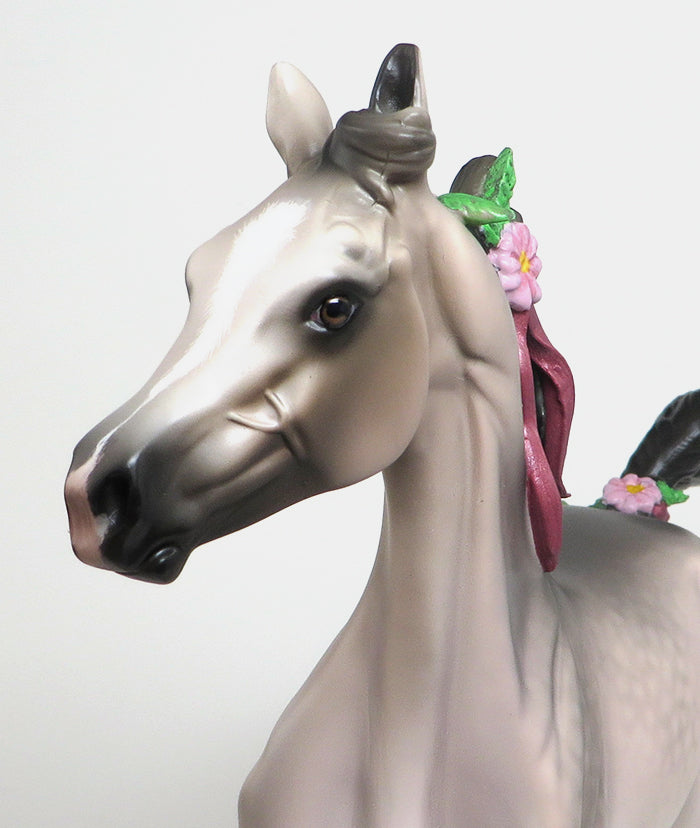 TINY VAL - GREY YEARLING ARABIAN WITH FLOWERS MODEL HORSE by SHERYL LEISURE - 1/22