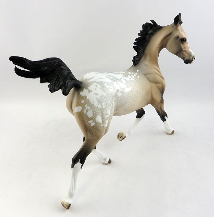 ZEEKE-OOAK BUCKSKIN APPALOOSA YEARLING MODEL HORSE 1/20
