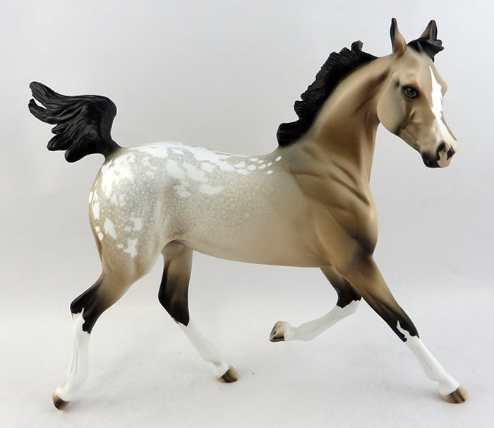 ZEEKE-OOAK BUCKSKIN APPALOOSA YEARLING MODEL HORSE 1/20