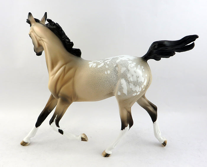 ZEEKE-OOAK BUCKSKIN APPALOOSA YEARLING MODEL HORSE 1/20
