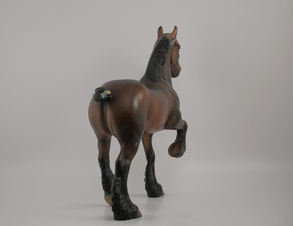 YOUNKERS-OOAK DAPPLE BAY TROTTING DRAFTER MODEL HORSE 7/9/20