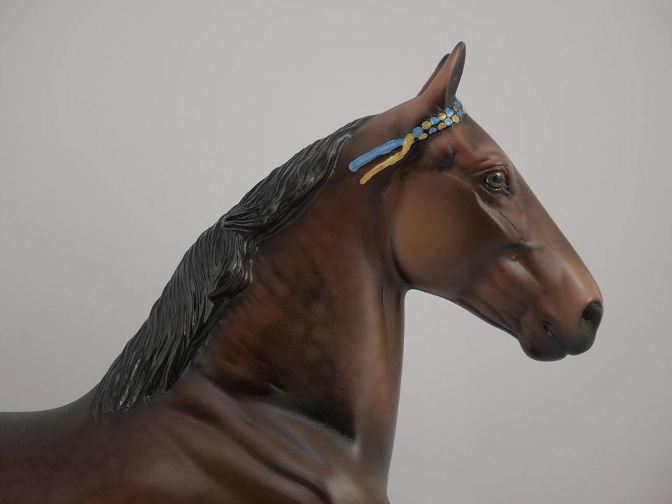 YOUNKERS-OOAK DAPPLE BAY TROTTING DRAFTER MODEL HORSE 7/9/20