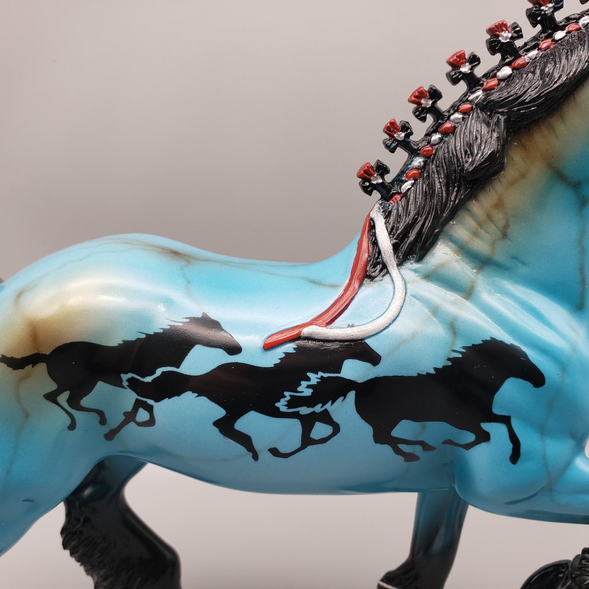 Ride Like The Wind OOAK Deco Turquoise Trotting Drafter By Dawn Quick EQ23