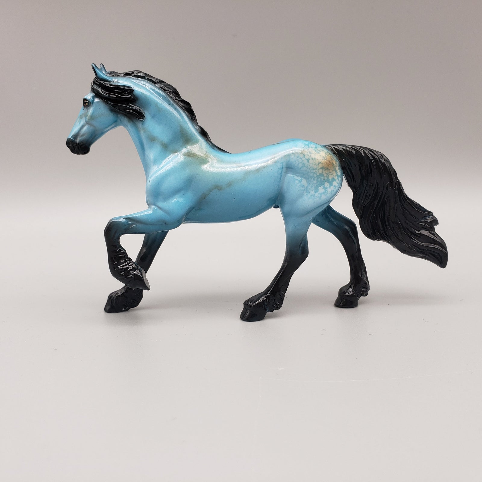 Alexios OOAK Turquoise Deco Friesian Chip By Dawn Quick EQ23